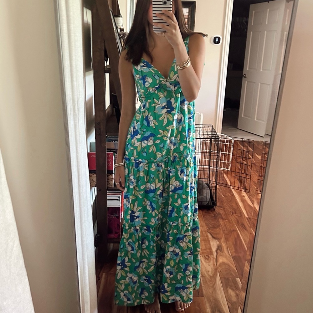 Monteau Los Angeles Green Floral Maxi Dress
